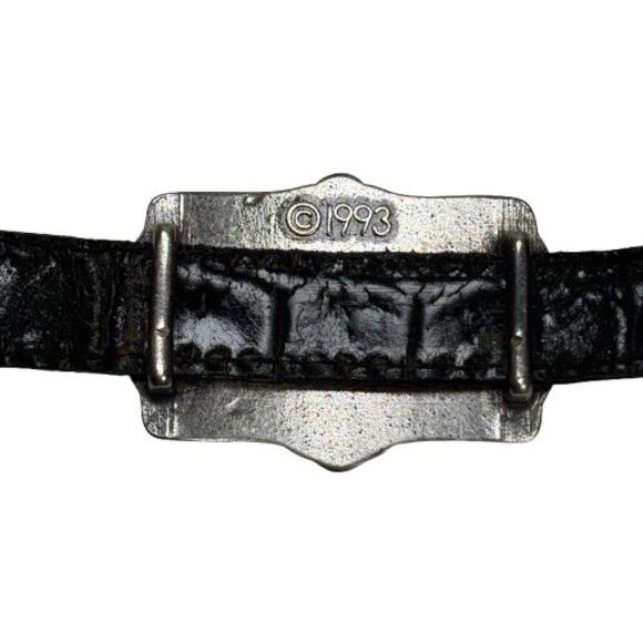 Brighton Concho Belt Women's Black Leather Silver Medallion Vintage 1993 Western - Picture 11 of 14